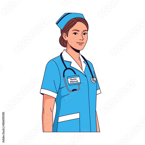Friendly Nurse in Uniform with Stethoscope Illustration