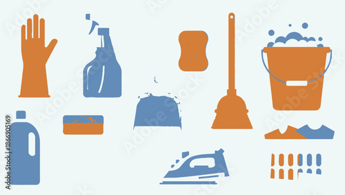 Cleaning Supplies Vector Illustration Set