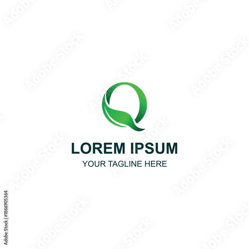 Green leaf letter Q logo design for nature or organic business with Creative Illustration