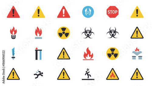 Warning signs collection. Danger and hazard icons
