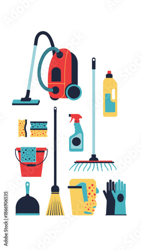 Cleaning Supplies Vector Illustration Set