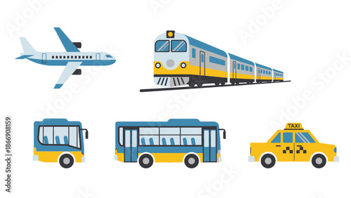 Public Transportation Icons Set, Travel Concept