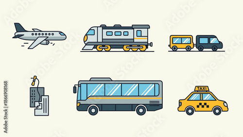 Pixel Art Transportation Icons Set