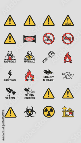 Hazard Warning Signs Collection Vector