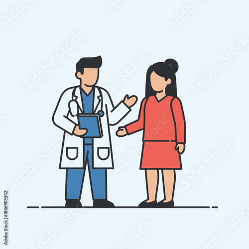 Doctor consulting with female patient illustration