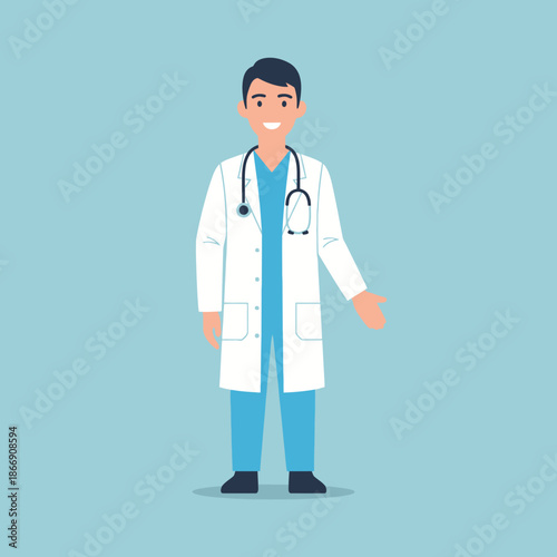 Friendly Doctor in White Coat Illustration