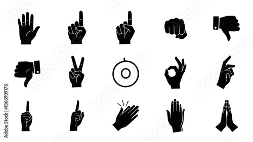 Hand gestures icons set. Vector signs collection