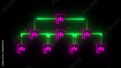 Neon magenta and green family tree with glowing human and connecting lines on dark Generate title without using the word 