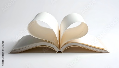 Wallpaper Mural An open book, pages curved forming a heart shape, on white background Torontodigital.ca
