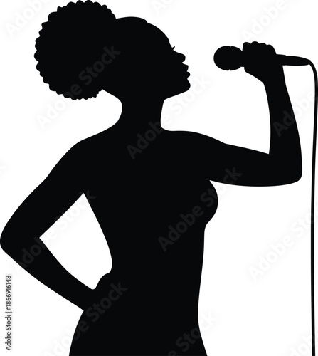 African Black Woman Speaking Silhouette Clipart. Melanin Black Woman Speaker Vector Illustration Design.