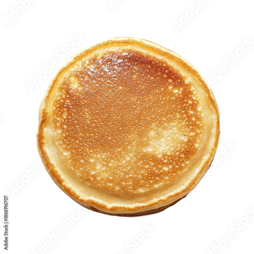 Golden brown stack of fluffy pancakes isolated on transparent background