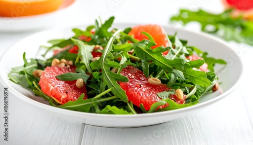 Wallpaper Mural A fresh salad in a white bowl, with arugula, grapefruit, and pine nuts Torontodigital.ca