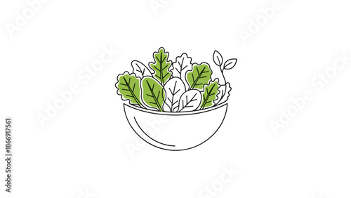 A bowl of fresh salad with leaves and vegetables