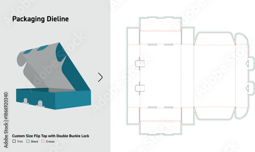 Box with 2 Buckles Lock Dieline