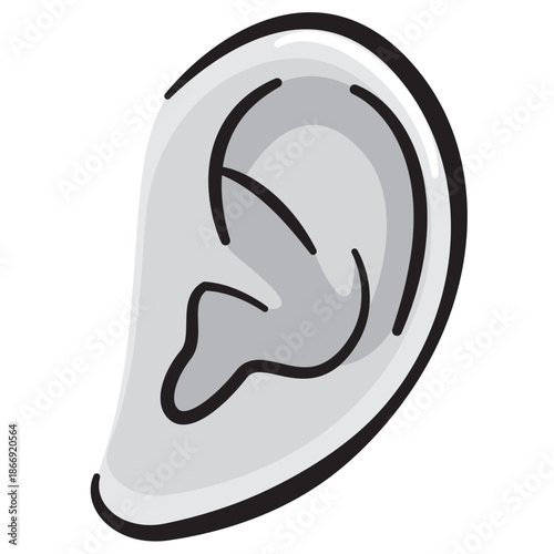 聴覚や健康をイメージした人間の耳のシンプルなベクターイラスト