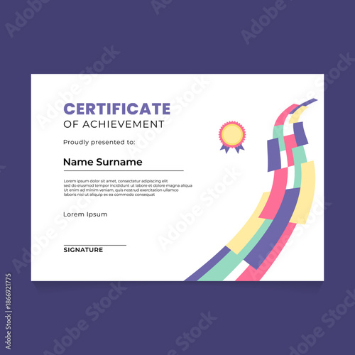 Modern colorful abstract certificate of achievement template