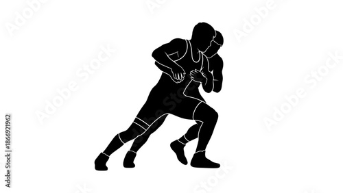 Boxer in Fighting Stance Silhouette.