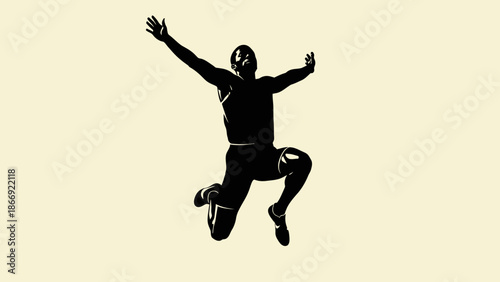Man Jumping with Arms Outstretched Freely.