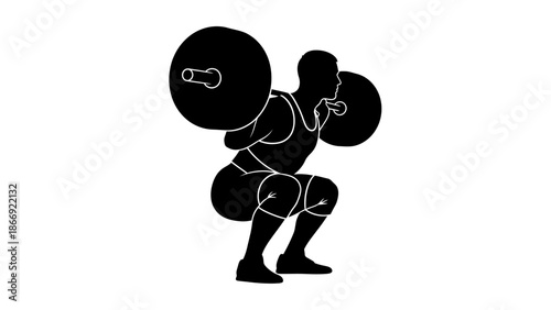 Man Lifting Heavy Weights Bodybuilding Exercise.