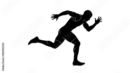 Silhouette of a Running Man in Motion.