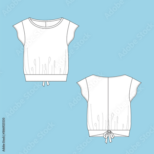 Apparel Flat Sketch for women's Style with trims