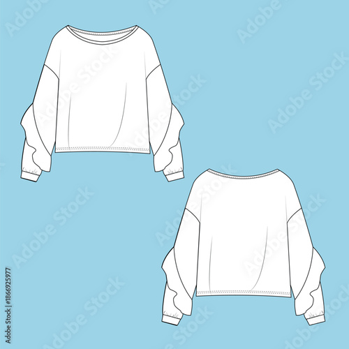 Apparel Flat Sketch for women's Style with trims
