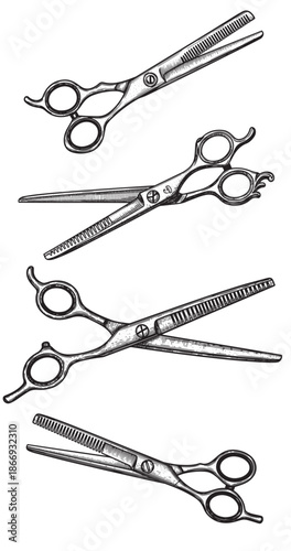 Barber scissors vintage engraving illustration isolated on white background