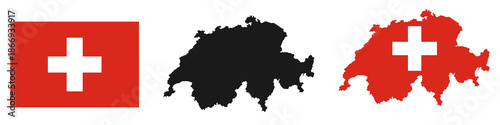 Switzerland map and flag vector illustration