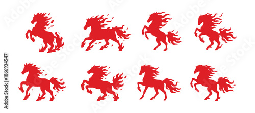 burning fire horse silhouette pose