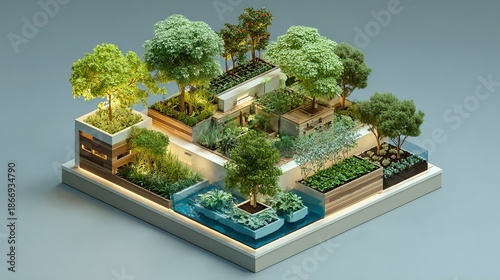 Immersive Urban Scale Model Showcasing Sustainable Courtyard Garden Design – Tactile Visual for Inclusive Architecture and Wellness Branding