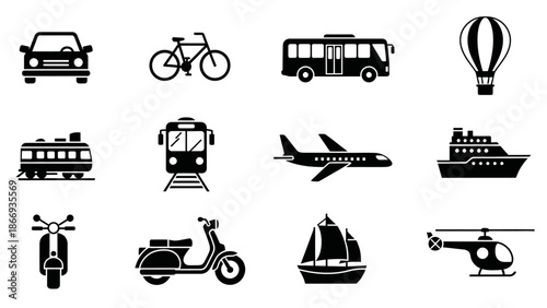 Transportation Icons Set Vector Illustration