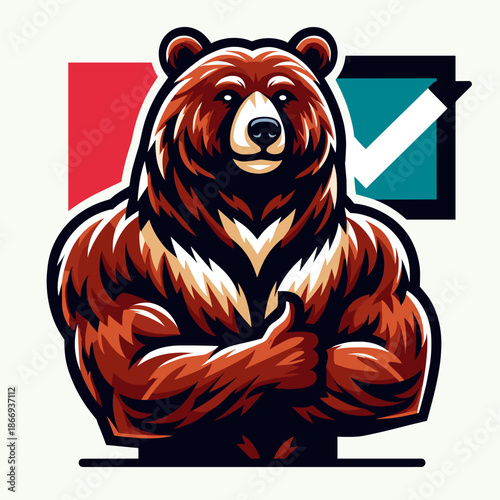 Strong bear illustration in bold pop art style symbolizing confidence and reliability