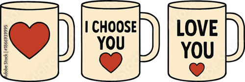 Three Love Mugs with Messages