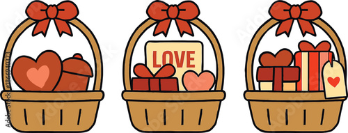 Valentines Day Gift Baskets with Hearts