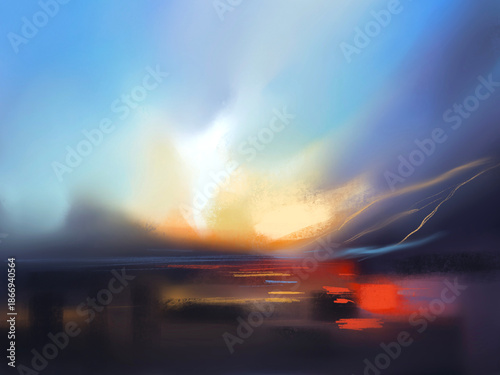 sunset over the river vector for illustration card decoration