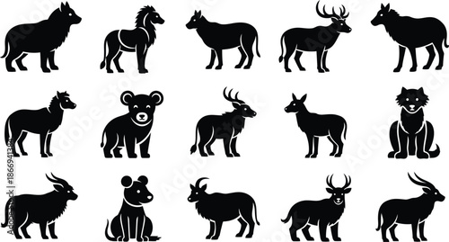 Collection of various animal silhouettes
