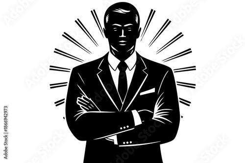 Business Leader Silhouette, Confident Pose, Minimalist Corporate Illustration 2026