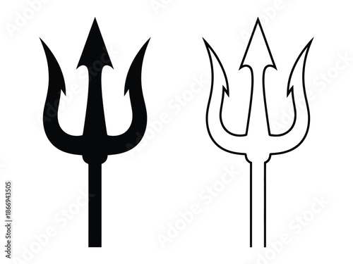 Trident Spear Icon Set – Mythology Poseidon Weapon Vector Illustration