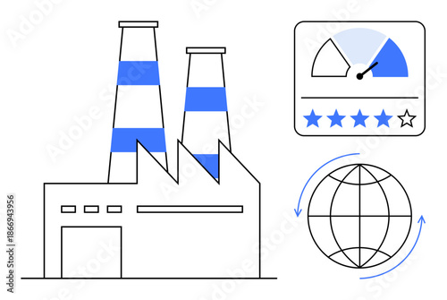 Manufacturing efficiency. Manufacturing processes with performance metrics and global impact. Manufacturing drives resource optimization and sustainable practices. For industry, economy, technology
