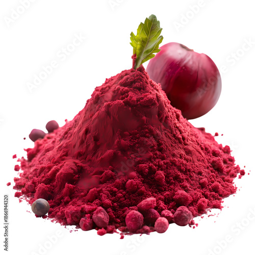 Natural beet or red onion extract powder, clean cut-out on transparent background
