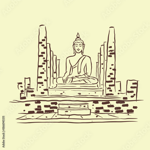 silhouette of buddha vector for card decoration illustration