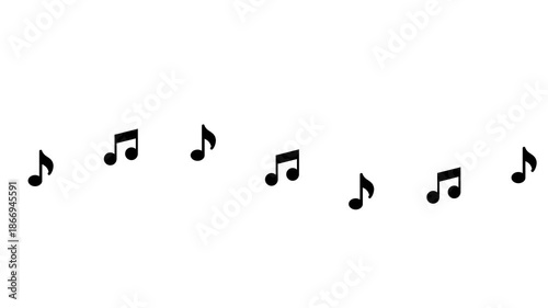 Black music notes animation on white background musical notes flying and appearing in rhythm