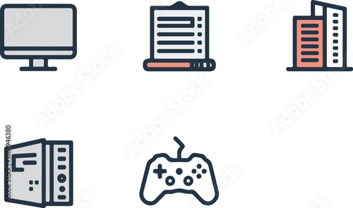 PC, Building, and Gamepad Icons