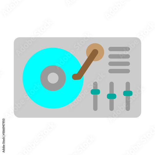 DJ Turntable Vector Flat Icon Design