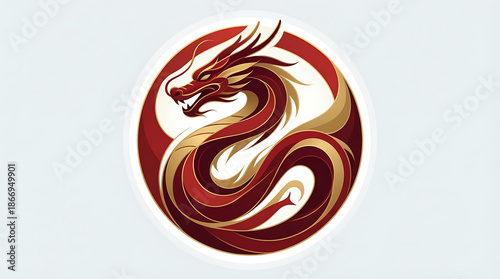 Dragon logo emblem with red and gold color