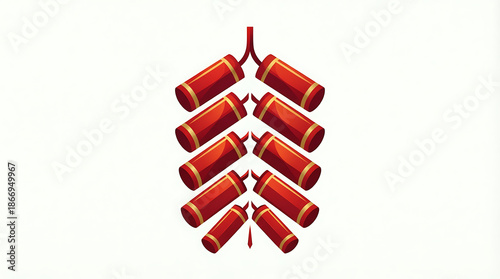 Cluster of red firecrackers arranged in a christmas tree shape