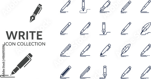 Write icon outline vector for content creation and writing concept