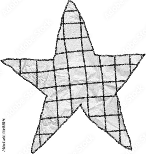 Hand drawn star shape with grid pattern illustration
