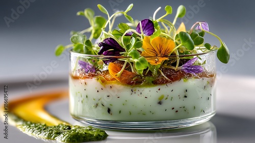 Fresh Herb Salad with Edible Flowers and Vibrant Garnish Arrangement