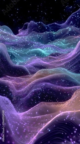 Colorful Abstract Digital Wave Form with Stars and Sparkles